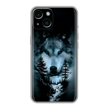 Силиконовый чехол на Iphone 14 с принтом Лесной волк Силиконовый чехол на Iphone 14 с принтом Лесной волк