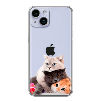 Силиконовый чехол на Iphone 14 с принтом Кошки Силиконовый чехол на Iphone 14 с принтом Кошки