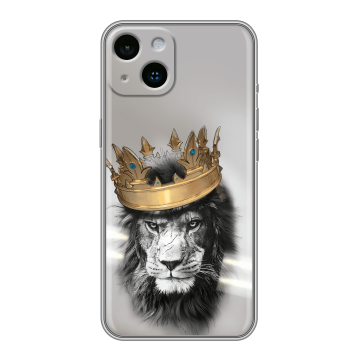 Силиконовый чехол на Iphone 14 с принтом Лев с короной Силиконовый чехол на Iphone 14 с принтом Лев с короной