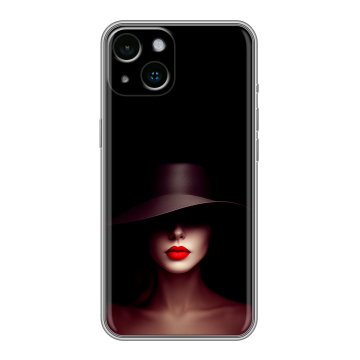 Силиконовый чехол на Iphone 14 с принтом Девушка в шляпе Силиконовый чехол на Iphone 14 с принтом Девушка в шляпе