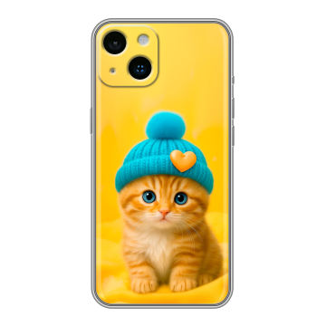 Силиконовый чехол на Iphone 14 с принтом Котенок в шапке Силиконовый чехол на Iphone 14 с принтом Котенок в шапке