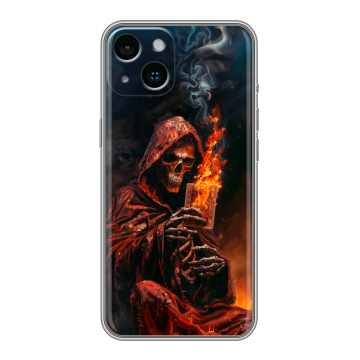 Силиконовый чехол на Iphone 14 с принтом Скелет и карты Силиконовый чехол на Iphone 14 с принтом Скелет и карты