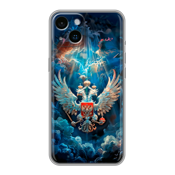 Силиконовый чехол на Iphone 14 с принтом Герб флаг России Силиконовый чехол на Iphone 14 с принтом Герб флаг России