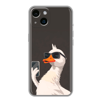 Силиконовый чехол на Iphone 14 с принтом утка в очках Силиконовый чехол на Iphone 14 с принтом утка в очках