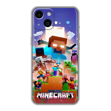 Силиконовый чехол на Iphone 14 с принтом Майнкрафт Minecraft