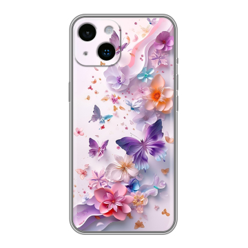 Силиконовый чехол на Iphone 14 с принтом цветы бабочки