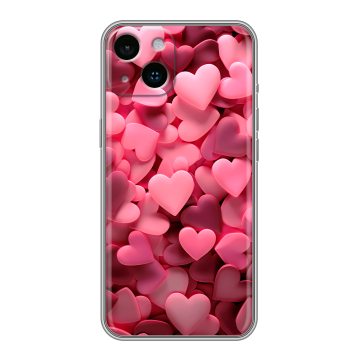 Силиконовый чехол на Iphone 14 с принтом розовые сердечки Силиконовый чехол на Iphone 14 с принтом розовые сердечки