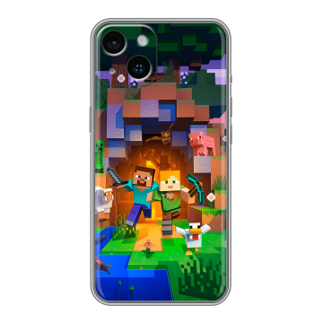Силиконовый чехол на Iphone 14 с принтом Майнкрафт Minecraft