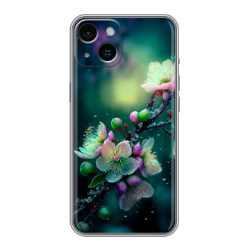 Силиконовый чехол на Iphone 14 с принтом Цветы и мрамор