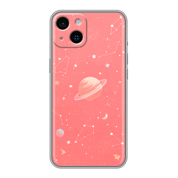 Силиконовый чехол на Iphone 14 с принтом Розовый космос