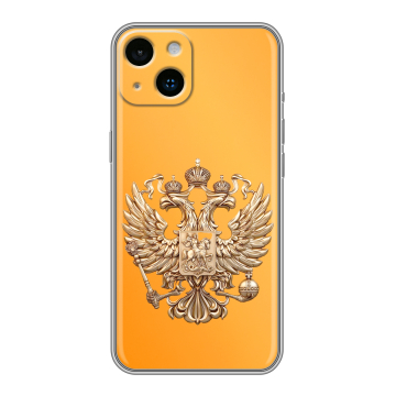 Силиконовый чехол на Iphone 14 с принтом Герб Флаг России