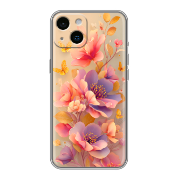 Силиконовый чехол на Iphone 14 с принтом Цветы и бабочки