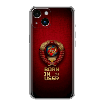 Силиконовый чехол на Iphone 14 с принтом Флаг Герб СССР