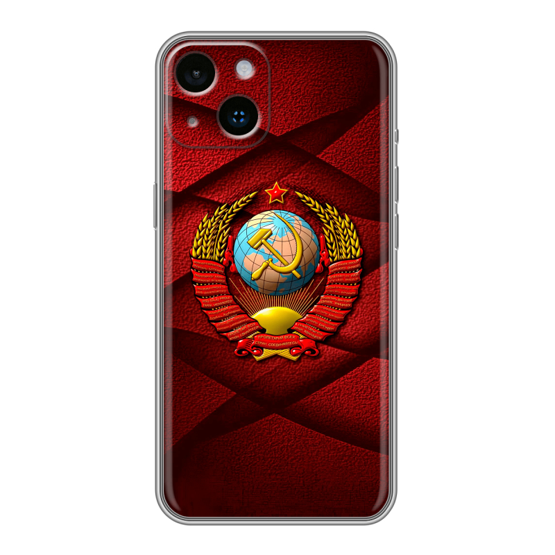 Силиконовый противоударный чехол на Iphone 14 с принтом Герб СССР Силиконовый противоударный чехол на Iphone 14 с принтом Герб СССР