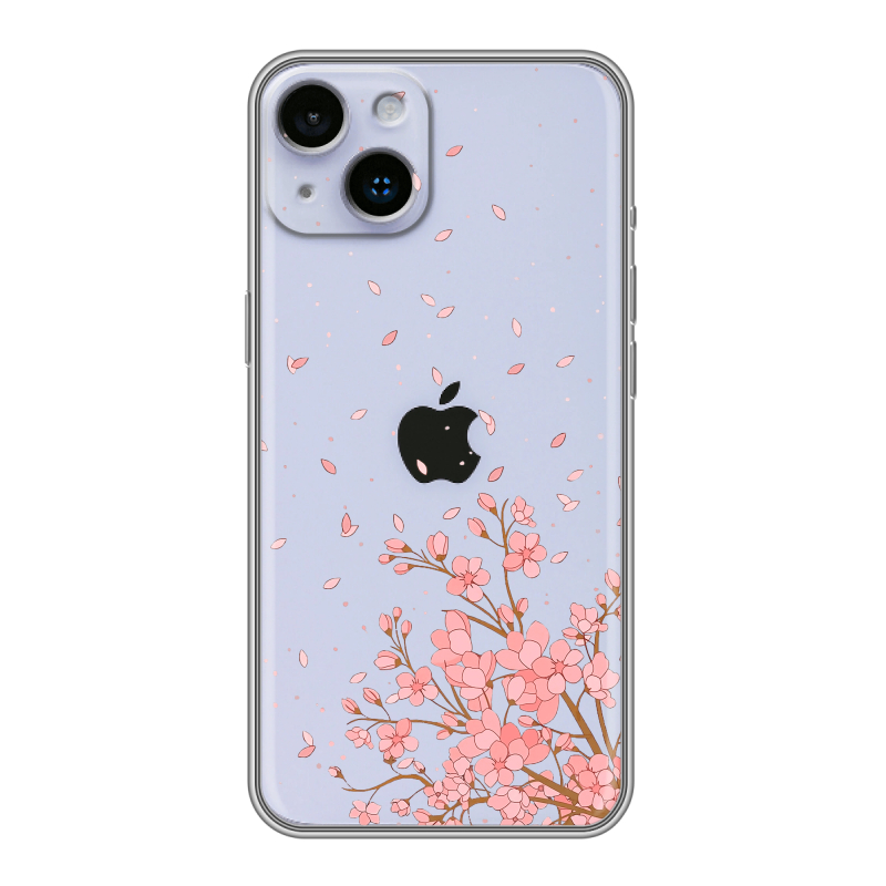 Силиконовый противоударный чехол на Iphone 14 с принтом Ветка сакуры Силиконовый противоударный чехол на Iphone 14 с принтом Ветка сакуры