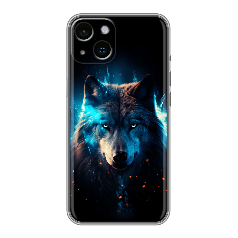 Силиконовый противоударный чехол на Iphone 14 с принтом Волк ночной Силиконовый противоударный чехол на Iphone 14 с принтом Волк ночной