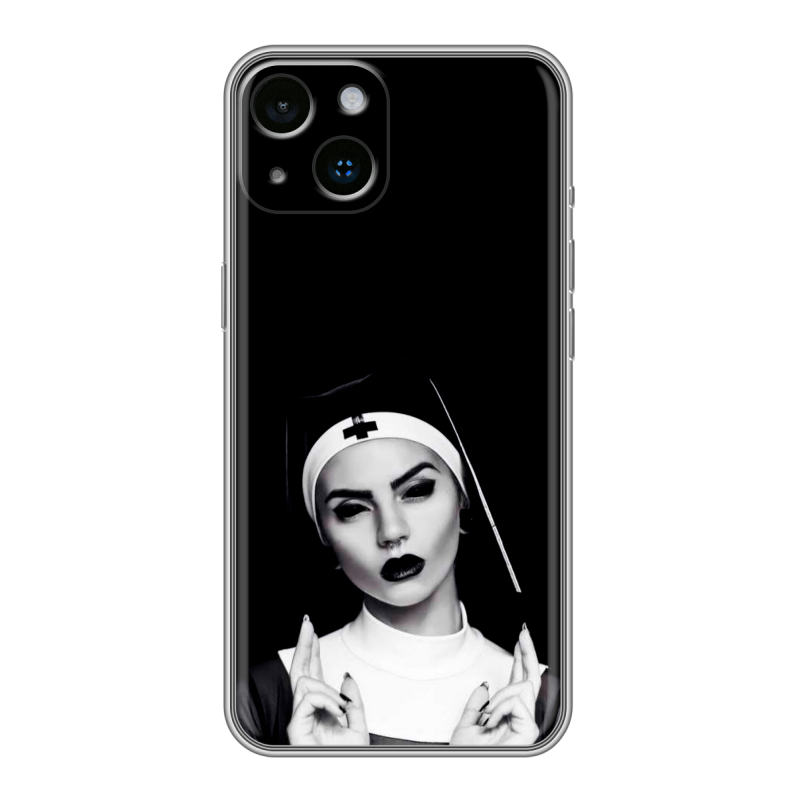 Силиконовый чехол на Iphone 14 с принтом монашка Силиконовый чехол на Iphone 14 с принтом монашка
