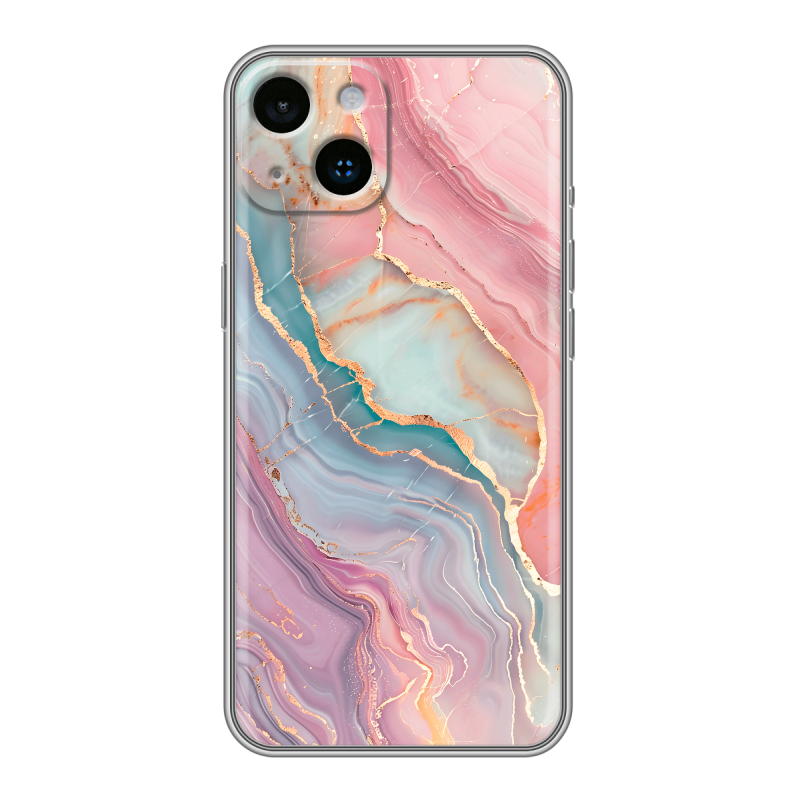Силиконовый чехол на Iphone 14 с принтом розовый мрамор Силиконовый чехол на Iphone 14 с принтом розовый мрамор
