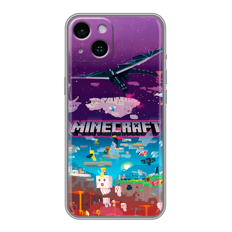 Силиконовый противоударный чехол на Iphone 14 с принтом Майнкрафт Minecraft Силиконовый противоударный чехол на Iphone 14 с принтом Майнкрафт Minecraft