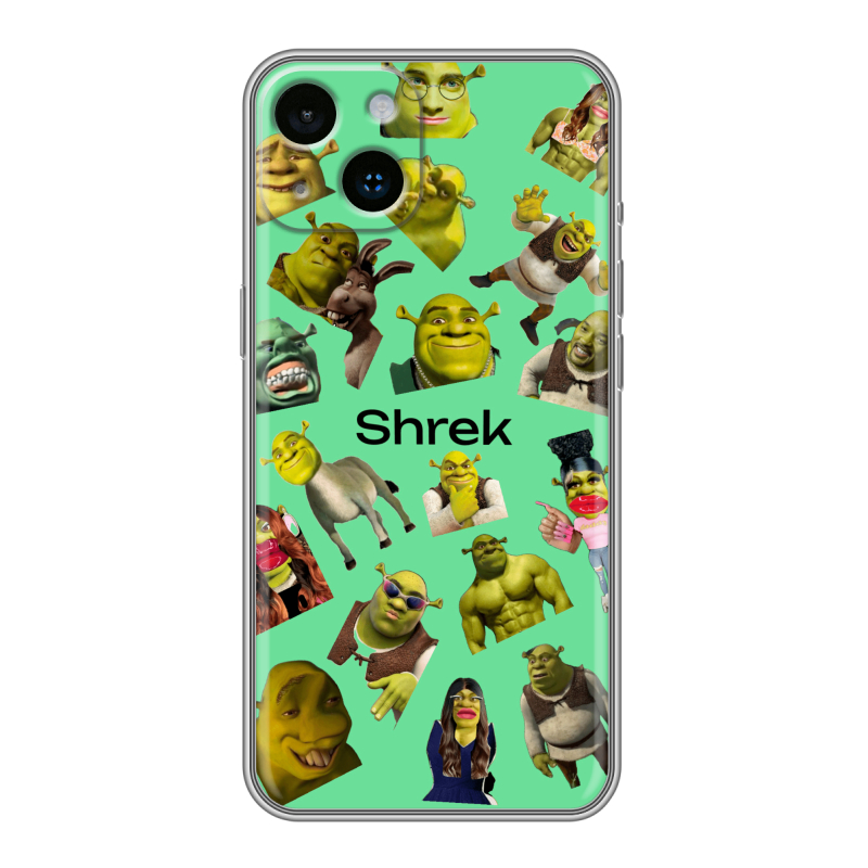 Силиконовый противоударный чехол на Iphone 14 с принтом Шрек Shrek Силиконовый противоударный чехол на Iphone 14 с принтом Шрек Shrek