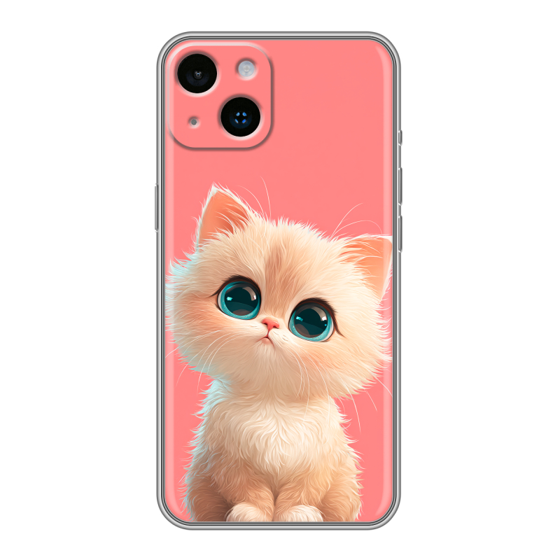 Силиконовый противоударный чехол на Iphone 14 с принтом Розовый котенок Силиконовый противоударный чехол на Iphone 14 с принтом Розовый котенок