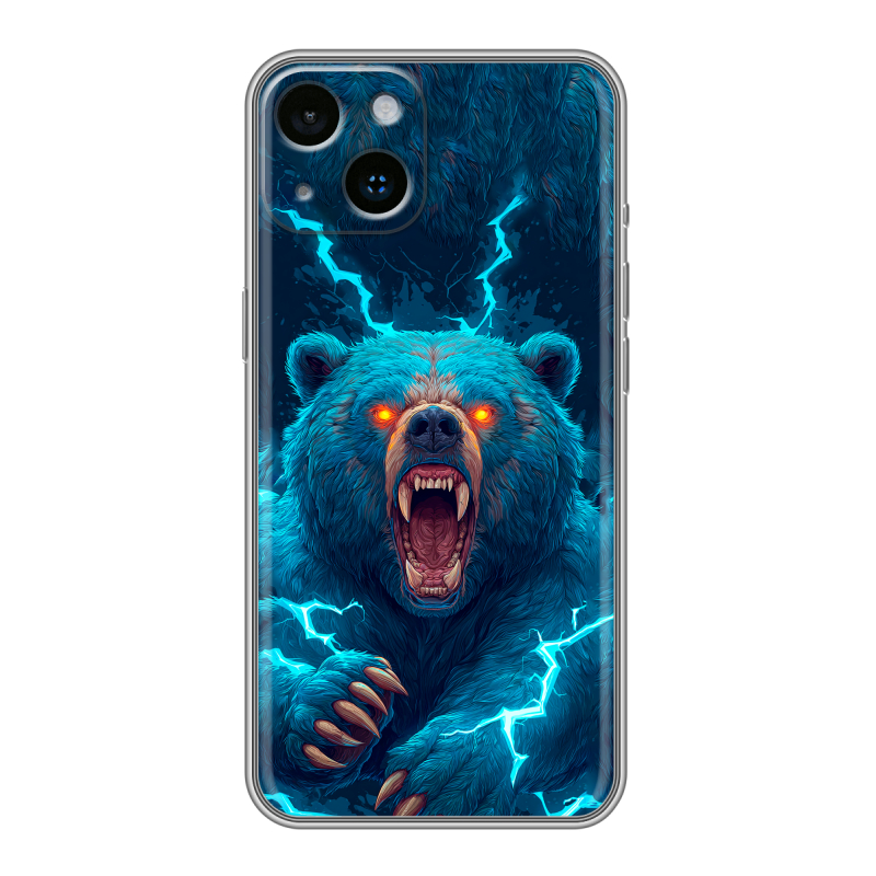 Силиконовый чехол на Iphone 14 с принтом Медведь Силиконовый чехол на Iphone 14 с принтом Медведь