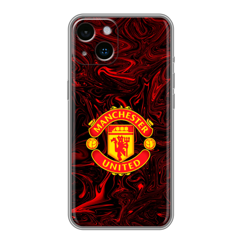 Силиконовый противоударный чехол на Iphone 14 с принтом Manchester United Силиконовый противоударный чехол на Iphone 14 с принтом Manchester United