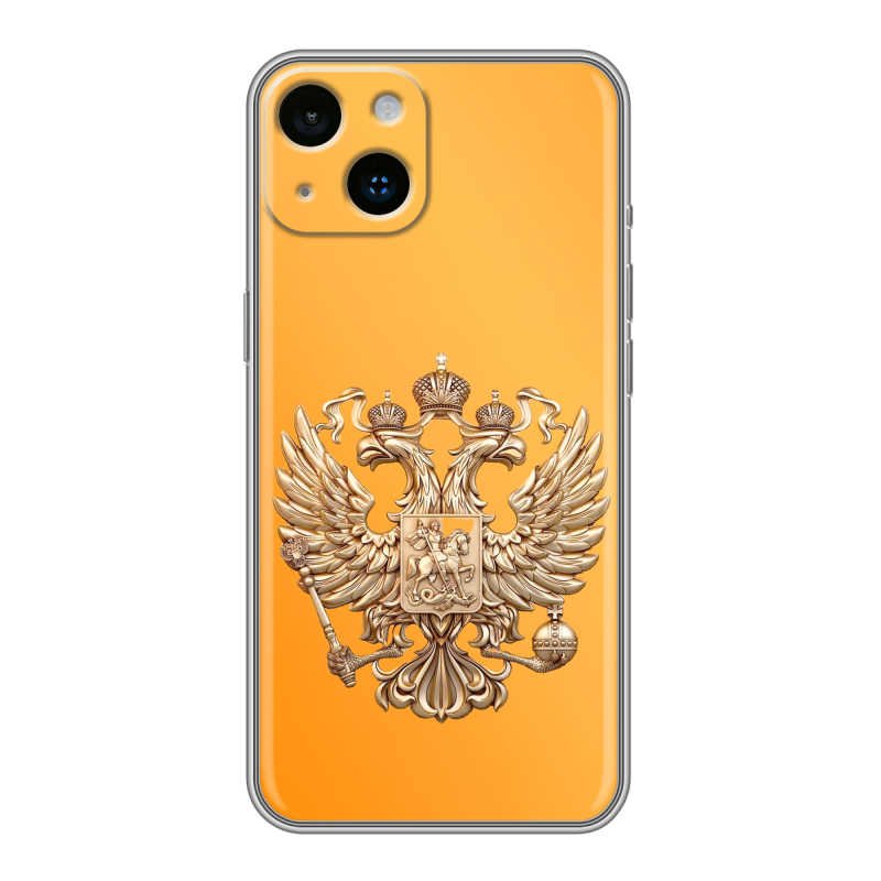 Силиконовый чехол на Iphone 14 с принтом Герб Флаг России Силиконовый чехол на Iphone 14 с принтом Герб Флаг России
