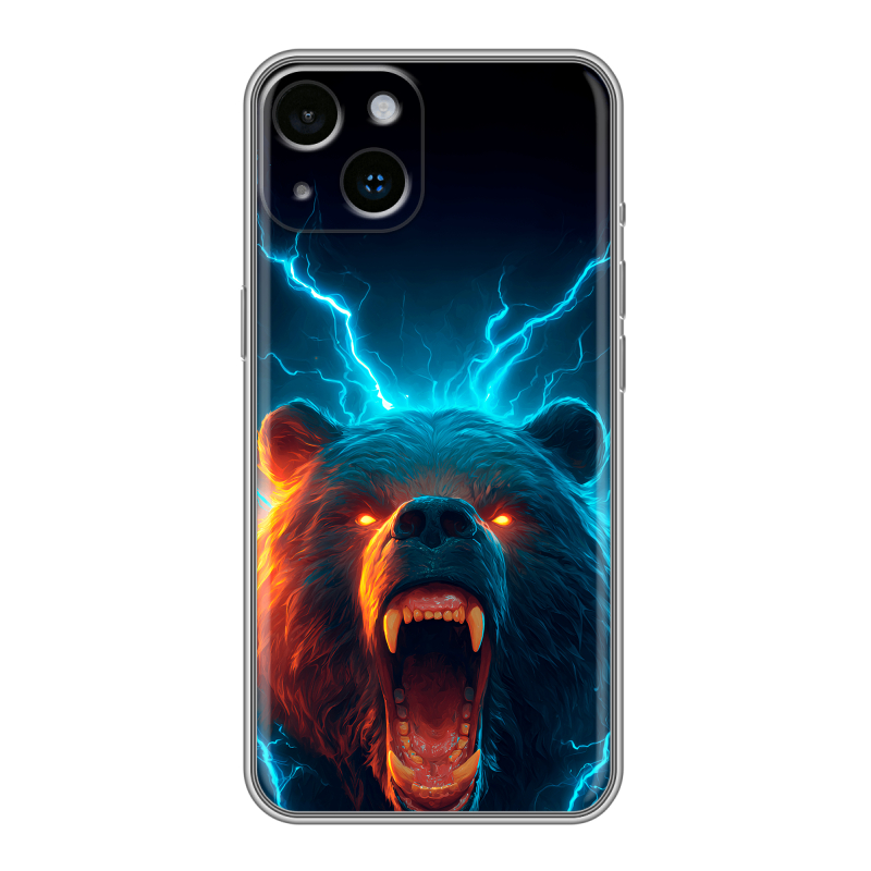 Силиконовый чехол на Iphone 14 с принтом Медведь Силиконовый чехол на Iphone 14 с принтом Медведь