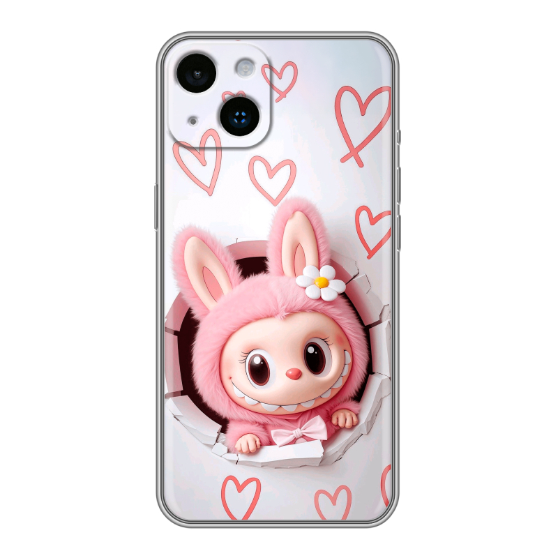 Силиконовый чехол на Iphone 14 с принтом Labubu Лабубу Силиконовый чехол на Iphone 14 с принтом Labubu Лабубу