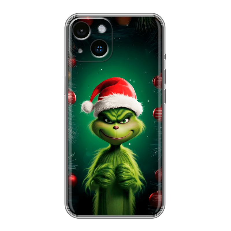 Силиконовый чехол на Iphone 14 с принтом Гринч Новый год Рождество Силиконовый чехол на Iphone 14 с принтом Гринч Новый год Рождество
