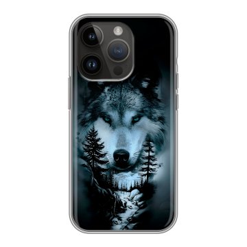 Силиконовый чехол на Iphone 14 Pro с принтом Лесной волк