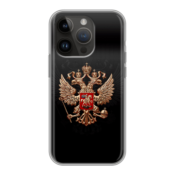 Силиконовый чехол на Iphone 14 Pro с принтом Герб России