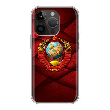 Силиконовый чехол на Iphone 14 Pro с принтом Герб СССР