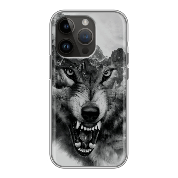 Силиконовый чехол на Iphone 14 Pro с принтом Волк