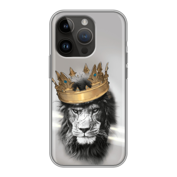 Силиконовый чехол на Iphone 14 Pro с принтом Лев с короной
