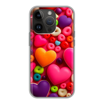 Силиконовый чехол на Iphone 14 Pro с принтом Сердечки
