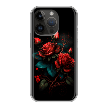Силиконовый чехол на Iphone 14 Pro с принтом Розы красные Силиконовый чехол на Iphone 14 Pro с принтом Розы красные
