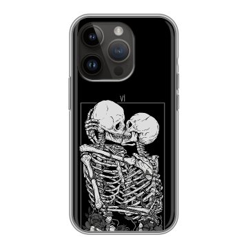 Силиконовый чехол на Iphone 14 Pro с принтом Поцелуй скелетов Силиконовый чехол на Iphone 14 Pro с принтом Поцелуй скелетов