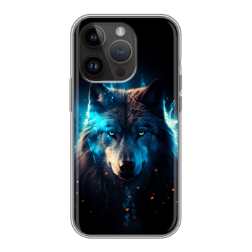 Силиконовый чехол на Iphone 14 Pro с принтом Волк ночной