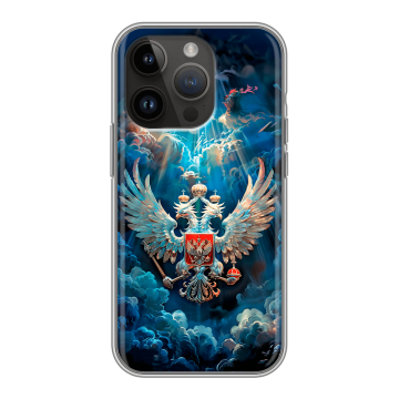 Силиконовый чехол на Iphone 14 Pro с принтом Герб флаг России Силиконовый чехол на Iphone 14 Pro с принтом Герб флаг России