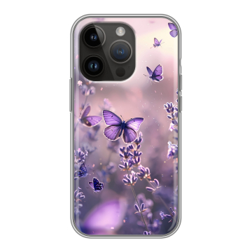 Силиконовый чехол на Iphone 14 Pro с принтом бабочки и лаванда Силиконовый чехол на Iphone 14 Pro с принтом бабочки и лаванда