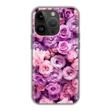 Силиконовый чехол на Iphone 14 Pro с принтом лавандовые розы