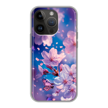 Силиконовый чехол на Iphone 14 Pro с принтом цветы бабочки Силиконовый чехол на Iphone 14 Pro с принтом цветы бабочки