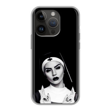 Силиконовый чехол на Iphone 14 Pro с принтом монашка Силиконовый чехол на Iphone 14 Pro с принтом монашка