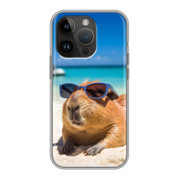 Силиконовый чехол на Iphone 14 Pro с принтом Капибара Силиконовый чехол на Iphone 14 Pro с принтом Капибара