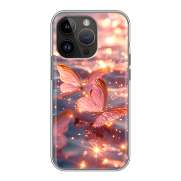Силиконовый чехол на Iphone 14 Pro с принтом бабочки розовые Силиконовый чехол на Iphone 14 Pro с принтом бабочки розовые