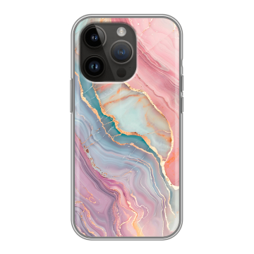 Силиконовый чехол на Iphone 14 Pro с принтом розовый мрамор Силиконовый чехол на Iphone 14 Pro с принтом розовый мрамор