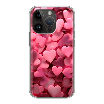Силиконовый чехол на Iphone 14 Pro с принтом розовые сердечки Силиконовый чехол на Iphone 14 Pro с принтом розовые сердечки