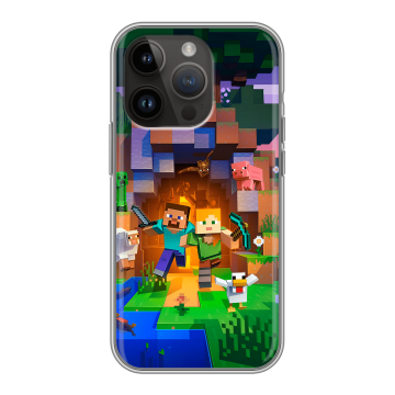 Силиконовый чехол на Iphone 14 Pro с принтом Майнкрафт Minecraft Силиконовый чехол на Iphone 14 Pro с принтом Майнкрафт Minecraft